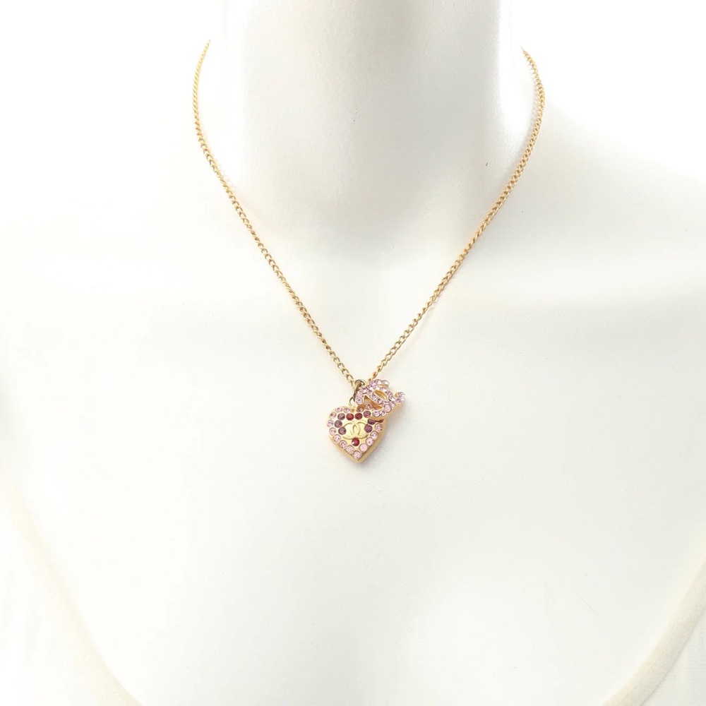 Chanel Coco Mark Pink Rhinestone Necklace - Picture 5 of 6